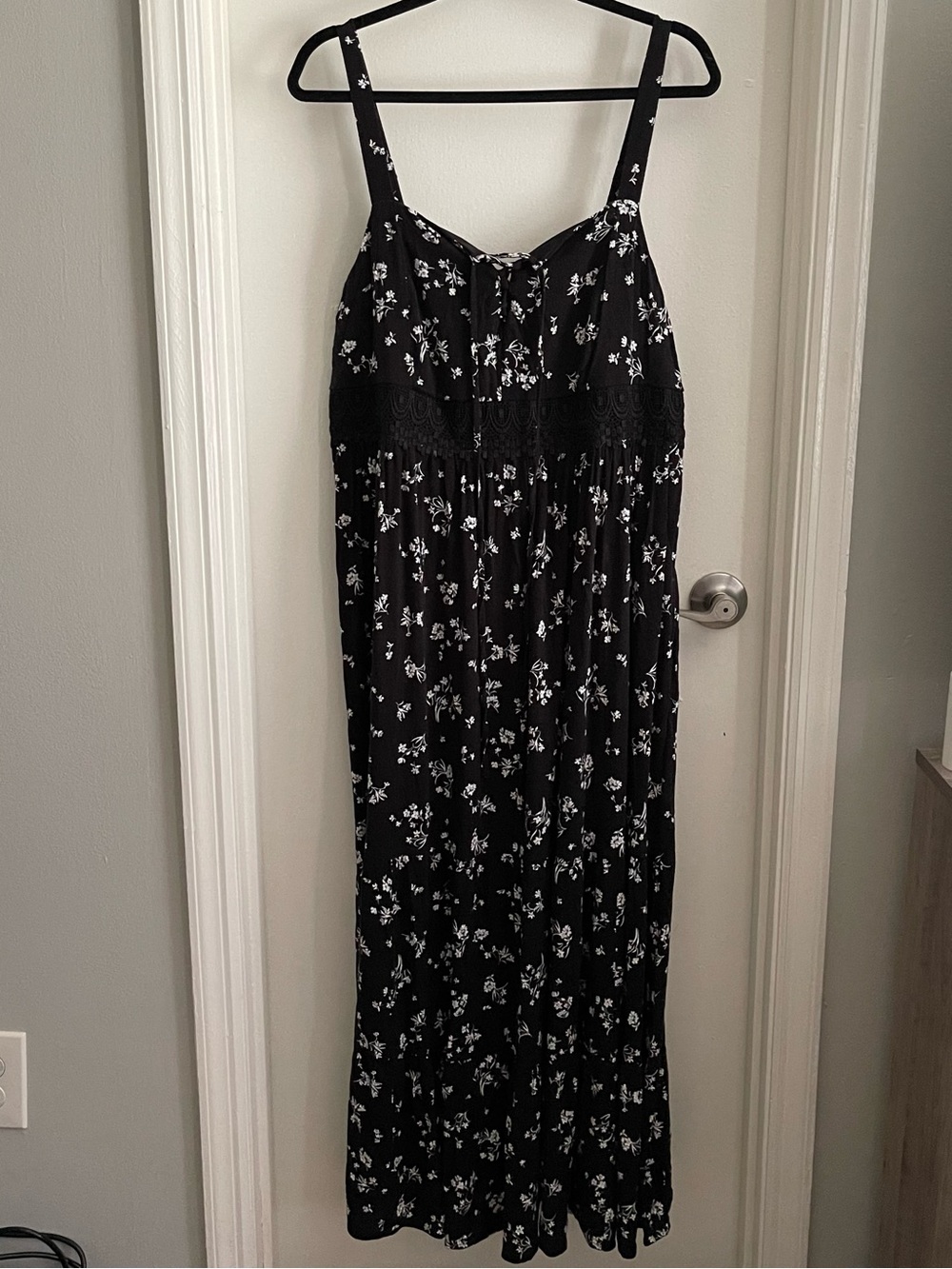Torrid Black Floral Maxi Dress with Lace Waist
